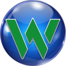 green w on blue sphere